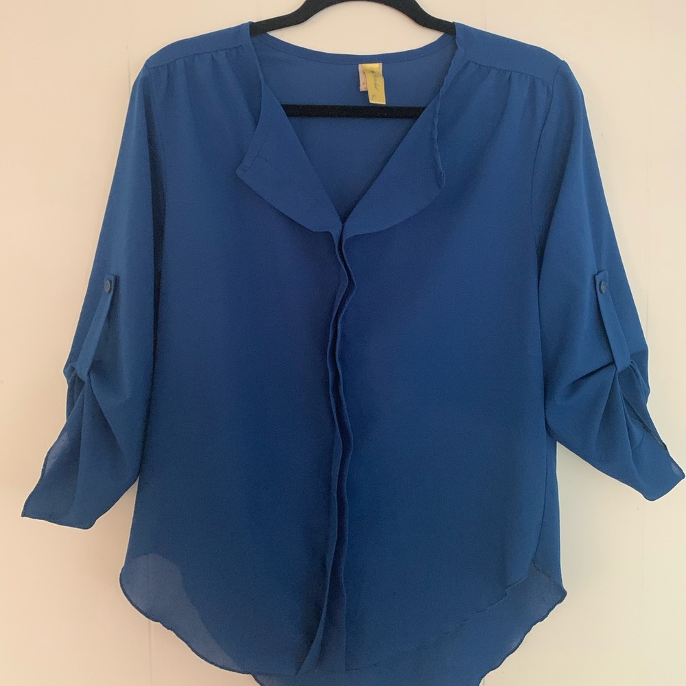 Blue 3/4 Sleeve Blouse